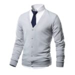 Sweter Męski z Guzikami w Kolorze Szarym
